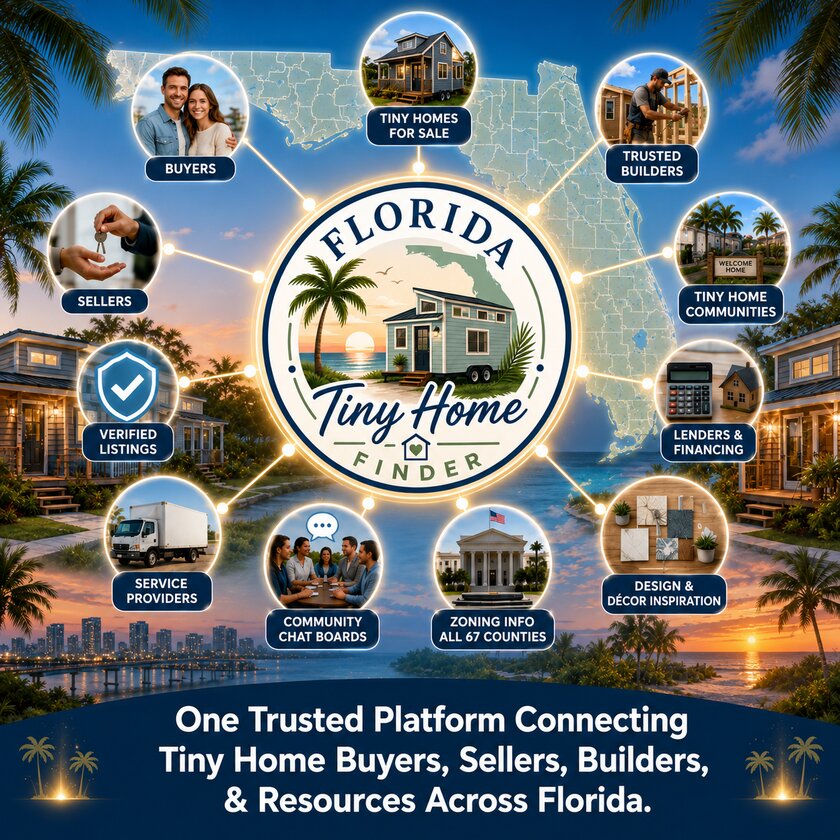 Florida Tiny Home Finder — one trusted platform connecting tiny home buyers, sellers, builders, and resources across Florida