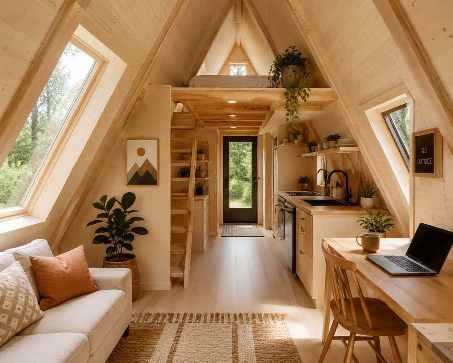 A-Frame cottage interior tiny home decor inspiration